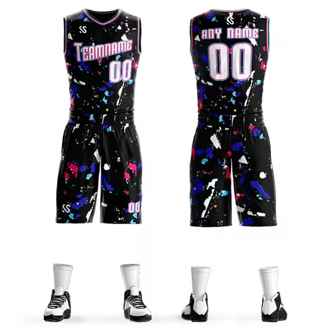 Custom Basketball Shirt Classic Vertical Stripes Design Basketball Jersey Set Club League Team Unifo