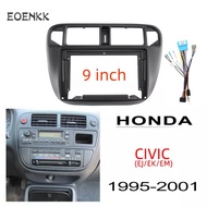 Honxun แผงเครื่องเสียงรถยนต์ 2 din วิทยุกรอบหน้ากาก 9 นิ้ว android สำหรับ Honda Civic (EJ/EK/EM) 1995-2001 พร้อมสายรัดปลั๊กตรง+สายรัดปลั๊ก