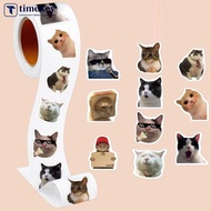 TIMEKEY 500PCS/Roll Funny cute cat emoji stickers Sealing Label Laptop Luggage Phone Classroom Decor
