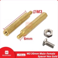 Spacer M3 30mm Spacer Gold Hex 3cm Male to Female with Screw and Nut easywa53 Get it Now