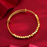 HZP Vietnam alluvial gold small square bead push-pull bracelet women fashion small gold bar bracelet for women