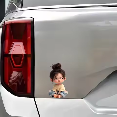 1Pc Cute Cartoon Grumpy Girl Waterproof Vinyl Sticker Decal for Car Bumper Laptop Skateboard Fridge 