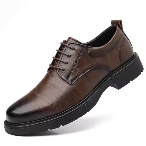 Solid Color Fashion Autumn Brown Wedding Groom's Shoes Business Retro Derby Shoes Male New Designer 