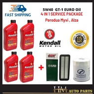 [COMBO DEAL] PERODUA MYVI , ALZA- Kendall Engine Oil SAE 5W-40 FULLY OIL GT-1 EURO