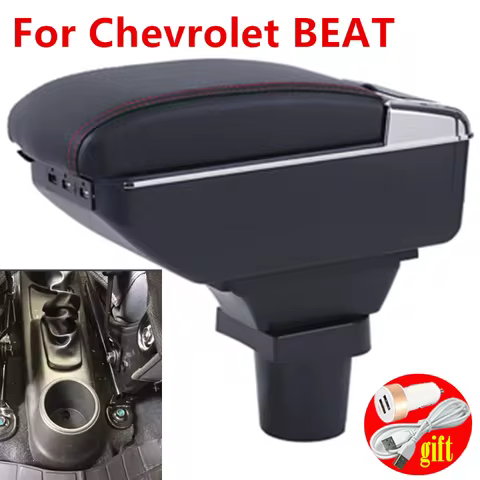 For Chevrolet BEAT armrest box central Store content Storage box with cup holder ashtray USB interfa