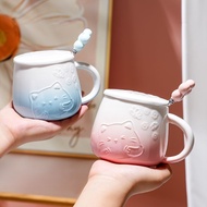 Instagram Aesthetic Ceramic Mug with Lid & Spoon - Cute Creative Design, Perfect Birthday Gift for G