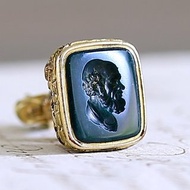 英國19th【蘇格拉底】古董鍍金 封蠟章 吊墜 wax seal