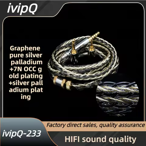 ivipQ-233 High Purity HiFI DIY MMCX 8-Core Graphene+Silver Palladium Plating Modular Plug Earphone C