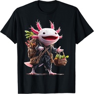 Axolotl Holds Vegetables Portrait Animal Graphic Axolotl T-Shirt