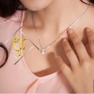 Korean Exclusive Diamond Pendant Necklace Silver Necklace/ Premium Luxury Gem Necklace K 01