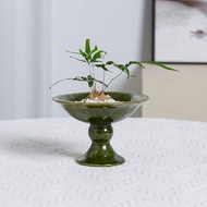New Year Nut Candy Tray Ceramic Creative Tall Flower Pot Moss Pot Tall Plate Chinese Hydroponic Pot 