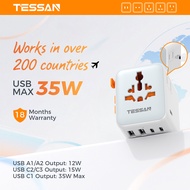 TESSAN Universal Travel Adapter ปลั๊ก แปลงไฟ จีน ปลั๊กไฟ ญี่ปุ่น UK Plug Adapter USB Type C ปลั๊ก แป