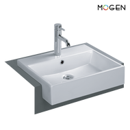 MOGEN MA048 อ่างล้างหน้า ชนิดฝั่งครึ่งเคาน์เตอร์   สีขาว
