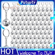 96Pcs Mini Disco Ball Keychains Disco Ball Favors Mirror 70s 80s 90s Disco Keychain Bulk Silver Disc