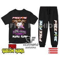 FREE FIRE ELITE CEES SG RAPPER CHARACTER SHIRT AND PANTS SET FREE NAMEFF baju budak lelaki