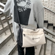 【Hot】 Men Nylon Crossbody Bag Fashion PU Leather Sports Backpack Women Shoulder Tote Bag Student Large Capacity Casual Shipping Bag.กระเป๋า