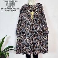 Tunik Jumbo Wanita Ld 130 Cm Motif Bunga Kecil Kekinian Bahan Rayon Adem