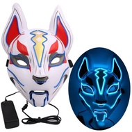AT/🩰LEDLuminous mask Cold Light Mask Full Face Good-looking Fox Cool Halloween Party Fortnite Fairy Fox HZPX
