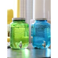 8升藍色綠色玻璃果汁罐帶龍頭青梅楊梅泡酒瓶酵素檸檬自助飲料桶