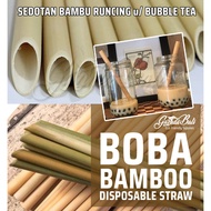 Bali Bamboo Straws Stainless Glass BOBA Bubble Tea Milkshake Juice Large Pointed Bamboo Straw Juice