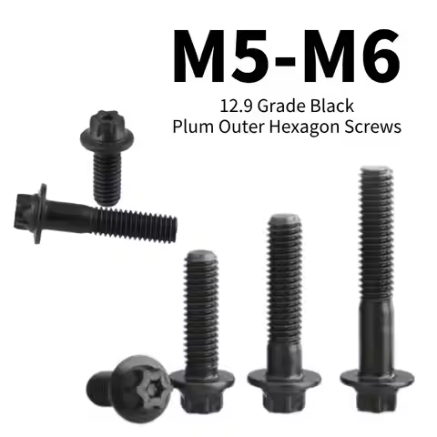 Peijian 1/3/5/10pcs Grade 12.9 Carbon Steel Hexagon External Torx Flange M5 M6 Torx- Bolt Profile Pl