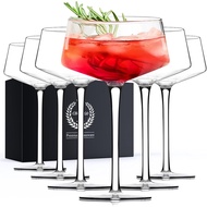 Chouggo Martini Glasses Set of 6, 8Oz Coupe Cocktail Glasses, Hand Blown Premium Crystal Cocktail Gl