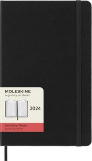 MOLESKINE - Moleskine 2024 12 個月日記本 筆記本手帳 硬皮本 大型 黑色Black (13 x 21 CM)