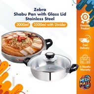 Zebra Shabu Pan with Glass Lid, Stainless Steel [ Hot Pot Steamboat Shabu Shabu Cooking Deep Design Trusted Brand ]