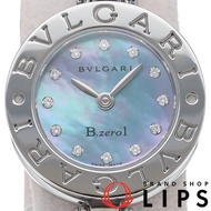 寶格麗 B.zero1 腕錶手鐲 (M) 12P 鑽石錶殼 B.ZERO1 腕錶 BZ22SS/BZ22BSS/12P 帶盒維修手冊 不銹鋼女士腕錶 藍色錶殼 拋光 極佳狀態 [二手]