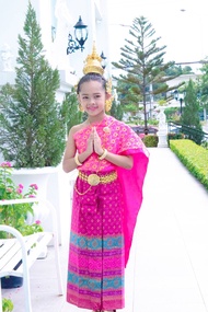 ชุดไทยเด็ก1-10ปีสไบมี8ขนาดในช่องรายละเอียด ราคาไม่รวมเครื่องประดับ