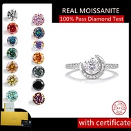 0.5ct Colorful Real Moissanite Ring Pass Diamond Test GRA Certified 18K White Gold Plated 925 Sterli