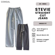 Seluar Panjang Perempuan Lelaki S-5XL COWGAL Stevie - Korean Style Jeans Oversized Straight Cut Deni