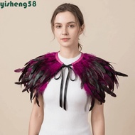 YISHENG Feather Shawl, Adjustable Luxury Feather Shrug Shawl, Fashion Punk Gothic Capes Shoulder Fak