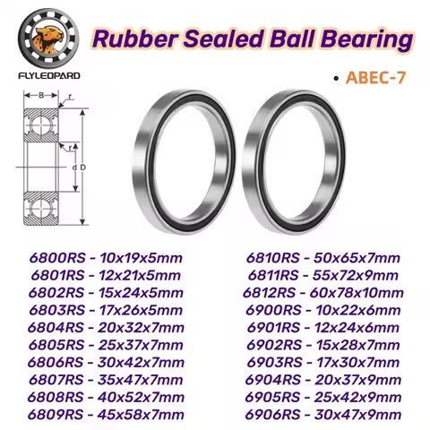 2pcs 6810RS Bearing 50x65x7mm Thin Section Rubber Sealed Ball Bearing 6812 6811 6809 6808 6807 6806
