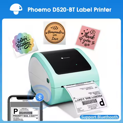 Bluetooth Thermal Label Printer D520 BT Shipping Thermal Printer Desktop Shipping Label Printer Wire