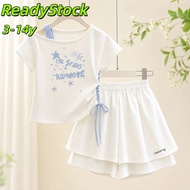 ReadyStock Girls’ Summer Outfit: Separate Top & Pants, 3-14 Years, Perfect for Hot Days