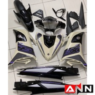 COVERSET BODYSET YAMAHA LC135 V4 - V7 DR CREAMY EX 021 STRIPE SIAP TANAM FREE EMBLEM DADA