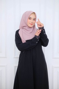 Gamis Jetblack Ameena / gamis hitam pekat / gamis hitam renda / abaya hitam renda / abaya jetblack r