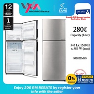 Sharp 280L Folio Refrigerator 2 Door/Peti Ais 2 Pintu Inverter (SJ2822MSS) Peti Sejuk/Fridge/冰箱