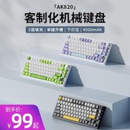 黑爵ak820三模機械鍵盤客製化遊戲gasket結構單件開槽帶屏幕