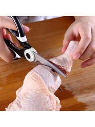 1把廚房刀,多功能不銹鋼強力食品剪刀,適用於鴨、魚和肉雞骨剪刀,比薩和沙拉燒烤用於酒店/商用
