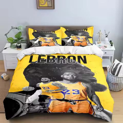 2025 Fashion Basketball Star A-LeBron J-James Printing Bedding Set Duvet Cover Comforter Bed Youth K