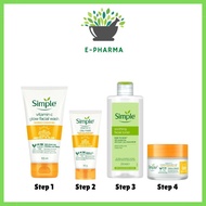 SIMPLE Vitamin C Glow Facial Wash 150ml + Clay Mask 50g + Kind to Skin Soothing Toner 200ml + Moistu