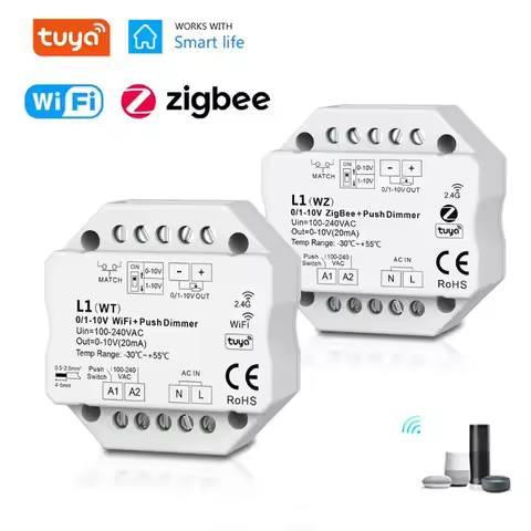 L1 Tuya L1(WT)WiFi / L1(WZ)ZigBee 2.4G RF Wireless Led Dimmer DIP Switch Push Dim 1CH Input AC100-24