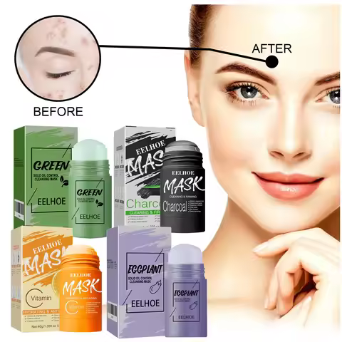 Green Tea Eggplant Solid Mask Series - Deep Facial Cleansing, Hydrating, Firming Skin, Leave-on Clay