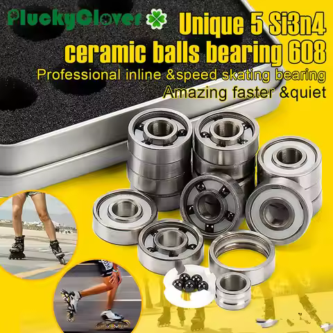 Super Fast! Black Ceramic 5 Ball Bearing 608 for Roller Skates Speed Skating Competition PRO Racing 