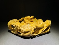 壽山石老嶺黃 茶壺擺件 老嶺石 早期收藏懷舊老件 非老撾石 龍壺