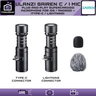 Ulanzi Sairen C / i Mic — (Plug-and-Play Supercardioid Microphone with USB Type-C / Lightning for Smartphones / Tablet)