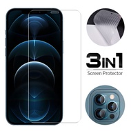 3-in-1  IPhone 13 Pro Max Mini 6 7 8 6S SE 2020 Plus Tempered Glass +  Back Screen Protector Film + Camera Lens Protector