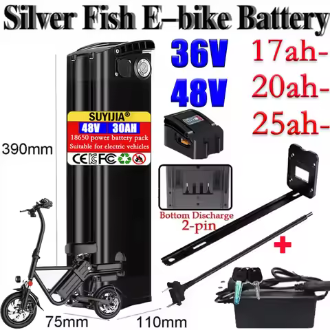 48V 36V 25AH 17AH Silver Fish Li-ion Battery 250W 800W 1000W for BURCHDA R8S Pro JINGHMA R8 Pro 1865